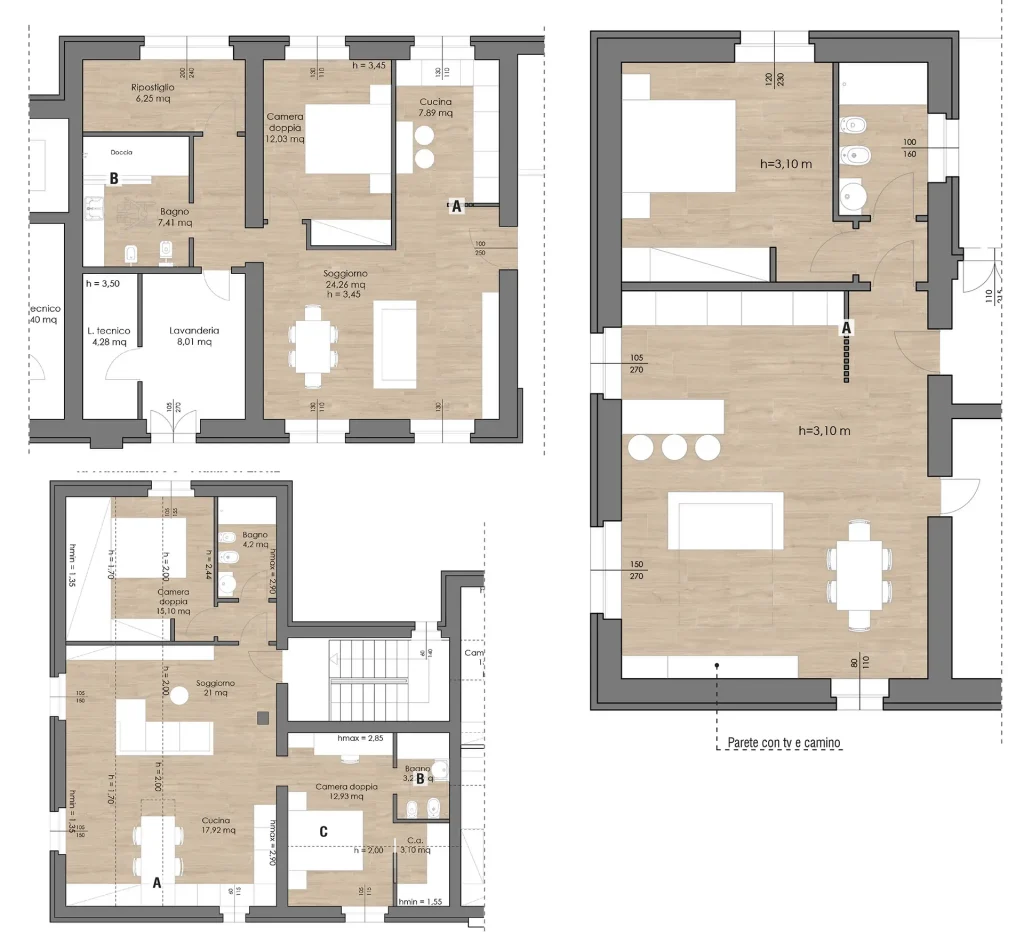 suddivisione inteni appartamenti